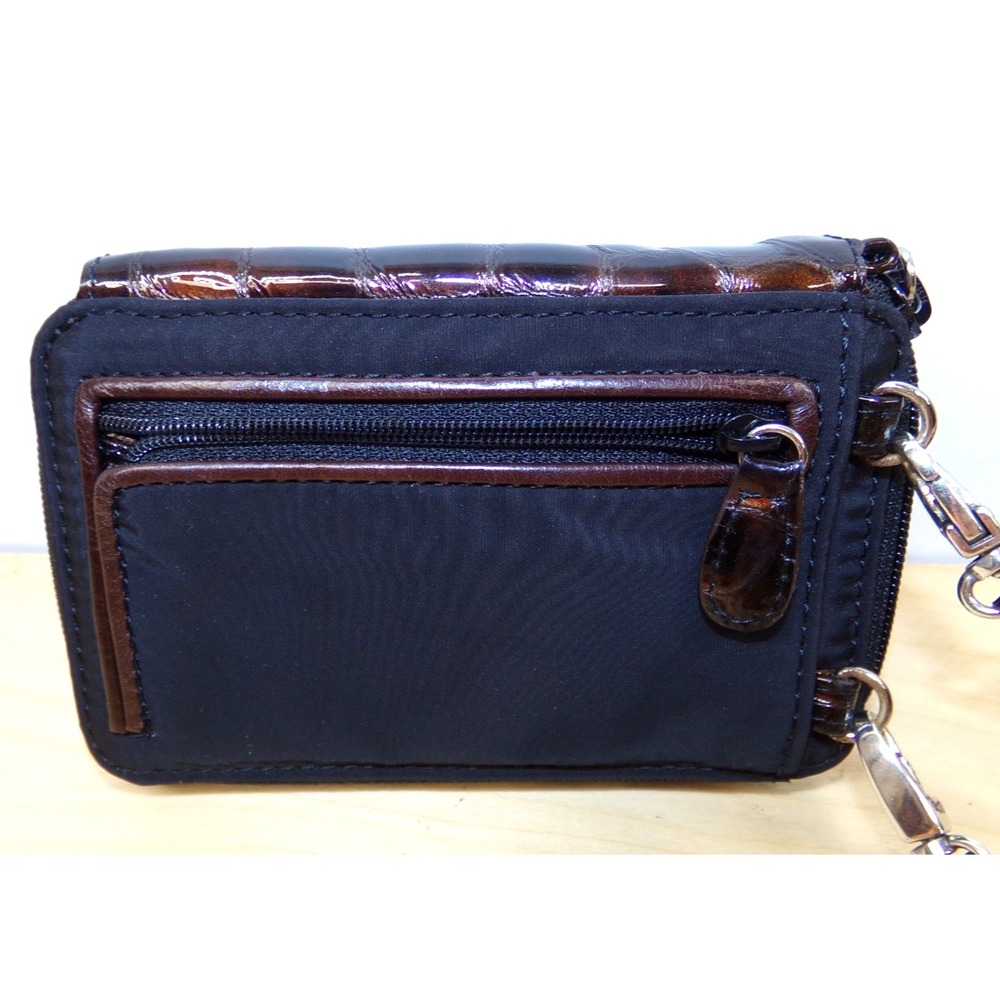 Brighton Small Crossbody Wallet Cell Phone Case Brown Black Card Holder - Picture 3 of 7